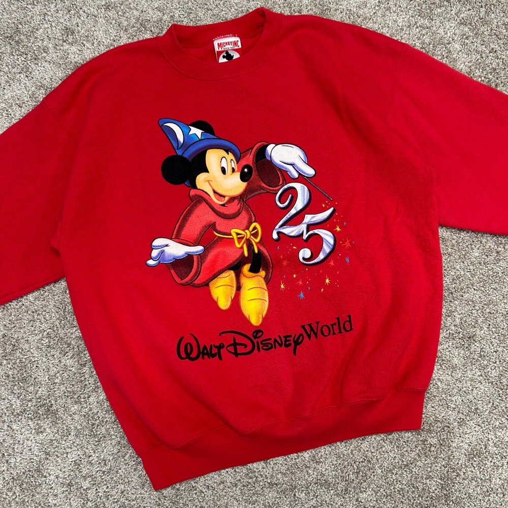 Vintage Walt Disney World 25th Anniversary Sorcerer Mickey Sweatshirt USA Large